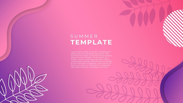 Trendy summer colorful abstract art templates with floral leaves and geometric elements.  