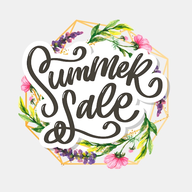 Trendy Summer sale lettering with flowers