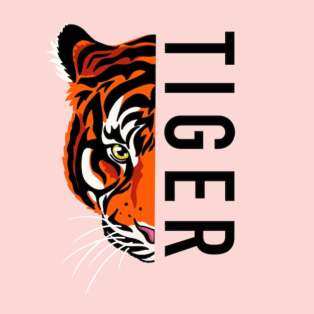 Trendy tiger head poster and lettering for printing on tshirts and any of your design