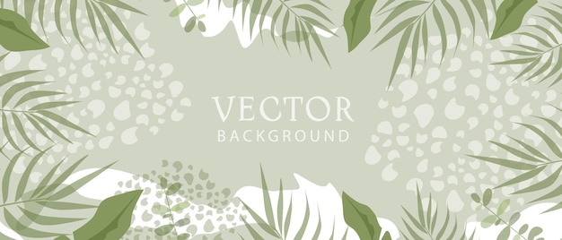 Trendy vector abstract banner template poster with floral elements and plants Vector background for banner or poster design floral background spring and summer