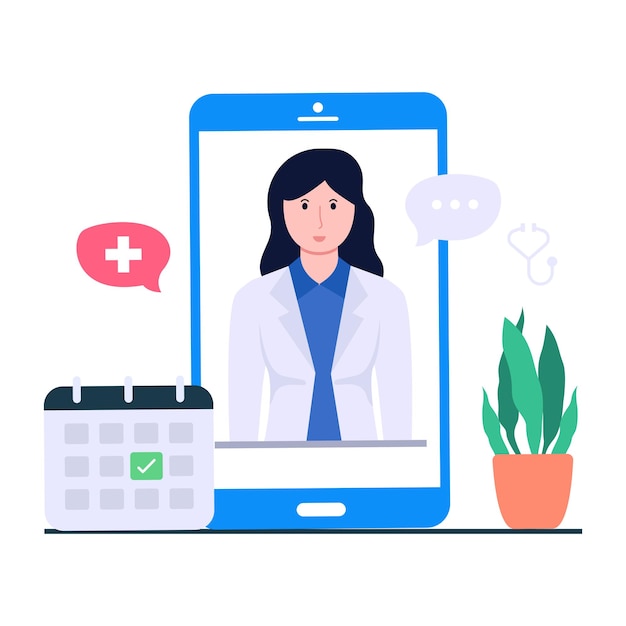 Trendy vector design of online doctor consultation