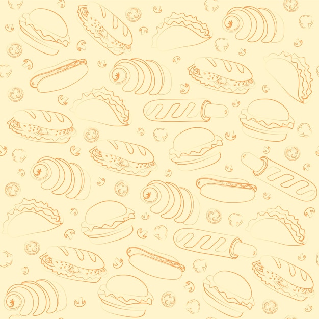 Vector trendy vector fast food pattern for cafe