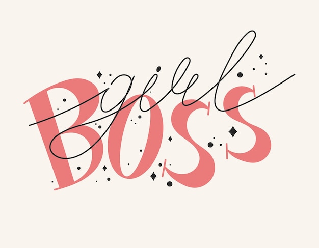 Vector trendy vector hand lettering text girl boss