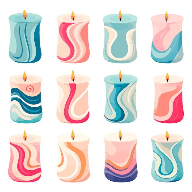 Vector trendy and vibrant color abstract candle vector illustration isolated