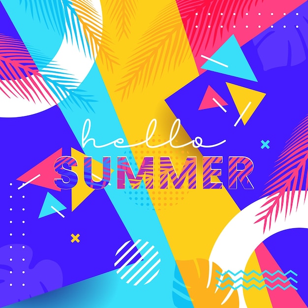 Trendy and vibrant colorful summer square banner design background