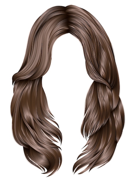 Trendy woman long hairs brown colors .  beauty fashion .  realistic  graphics