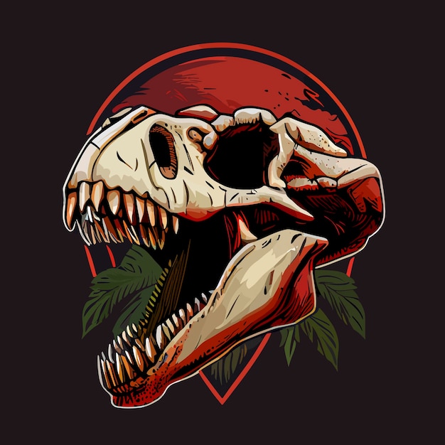 Trex skull flat design vector art trex icon