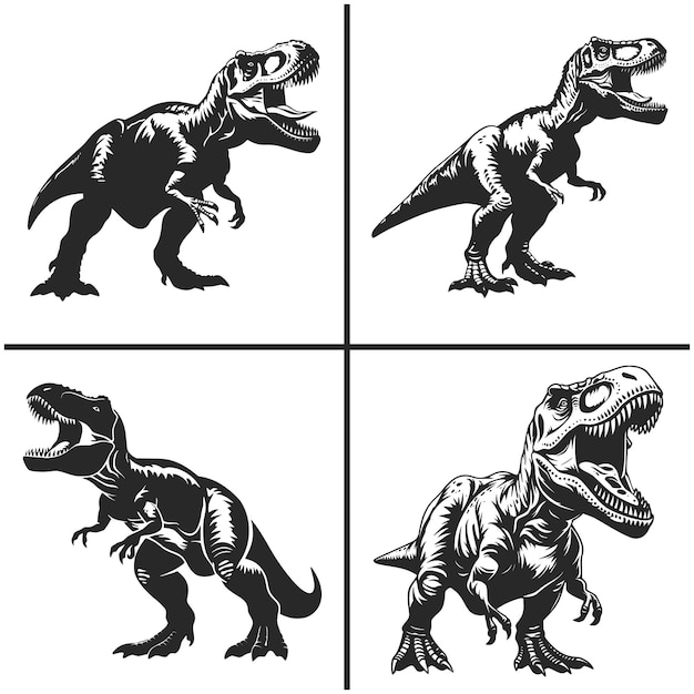 Vector trex svg vector silhouette bundle file trex svg bundle dinosaur svg