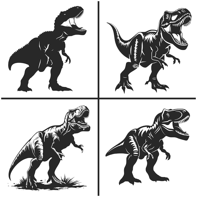 Vector trex svg vector silhouette bundle file trex svg bundle dinosaur svg