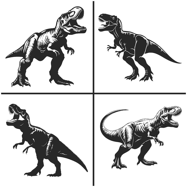 Vector trex svg vector silhouette bundle file trex svg bundle dinosaur svg