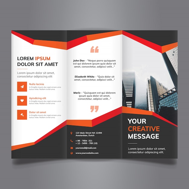 Tri fold brochure with abstract shapes