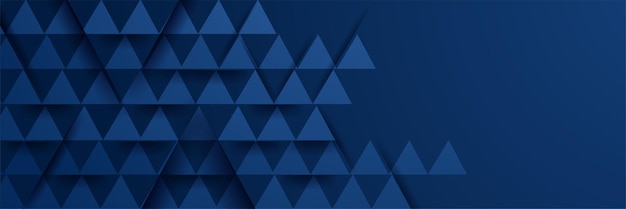 Vector triangle shape dark blue abstract geometric wide banner design background