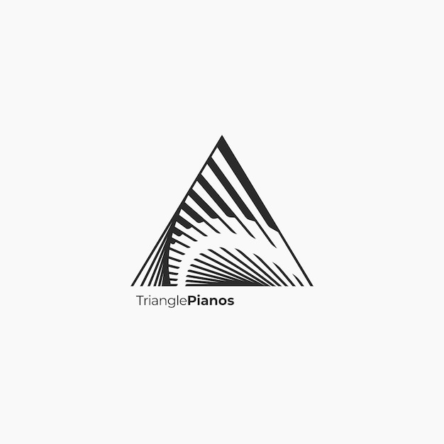 Vector triangle shape piano abstract minimal logo design concept vector icon illustration