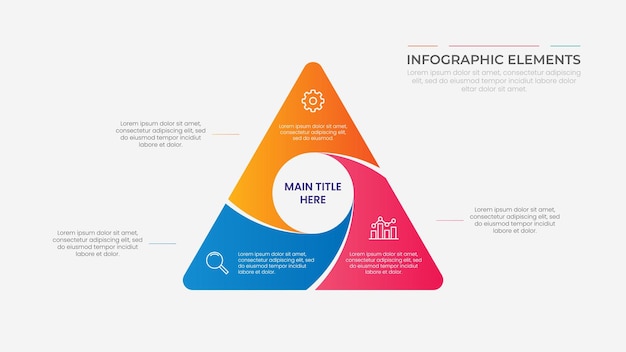 Triangle steps process infographic elements for business with icons