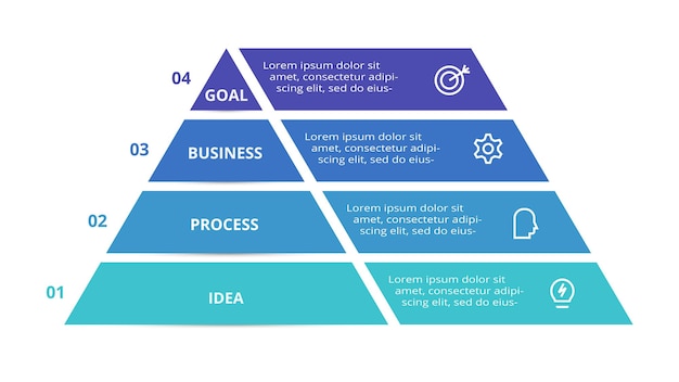 Triangle with 4 elements infographic template for web business presentations vector illustration Business data visualization