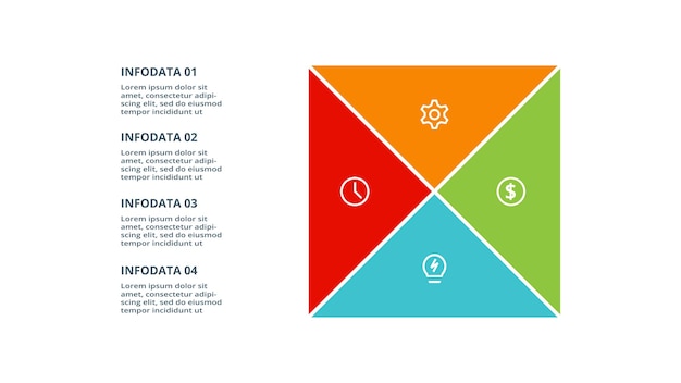 Triangle with 4 elements infographic template for web business presentations vector illustration Business data visualization