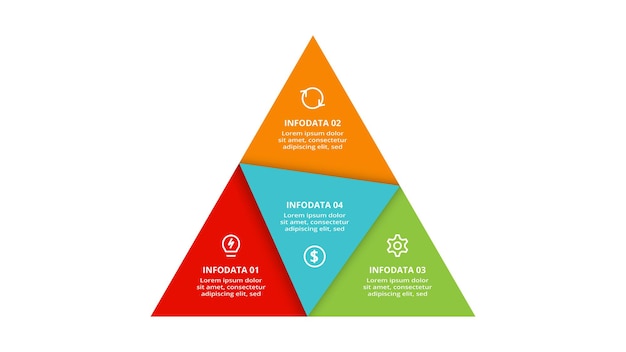 Triangle with 4 elements infographic template for web business presentations vector illustration Business data visualization