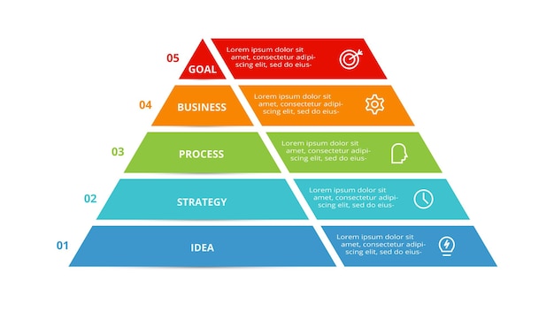 Triangle with 5 elements infographic template for web business presentations vector illustration Business data visualization