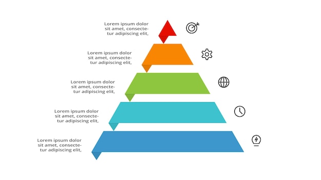 Triangle with 5 elements infographic template for web business presentations vector illustration Business data visualization