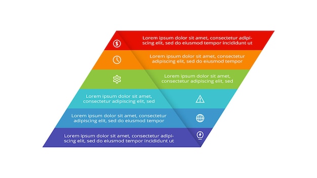 Triangle with 6 elements infographic template for web business presentations vector illustration Business data visualization