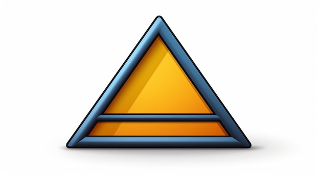 a triangle with a blue border on a white background