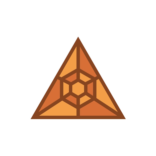 A triangle with a hexagon design on it