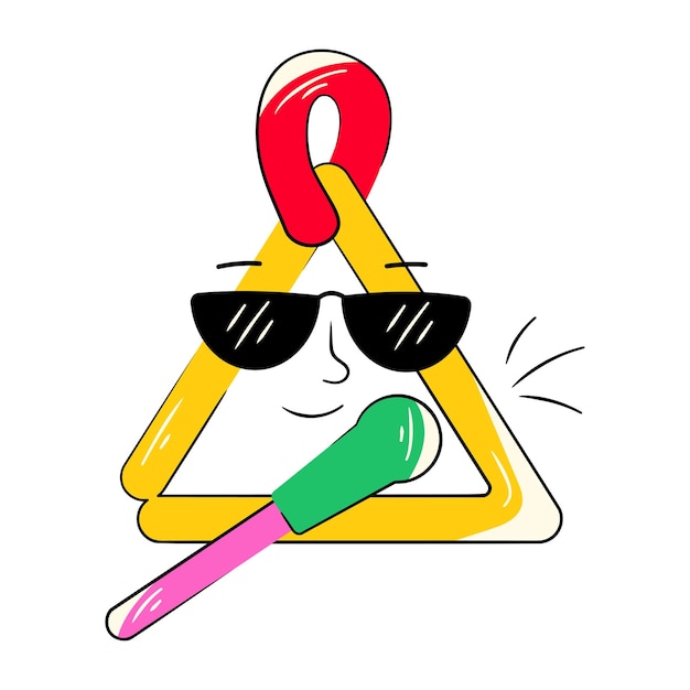 A triangle with sunglasses and a pink ice cream cone.