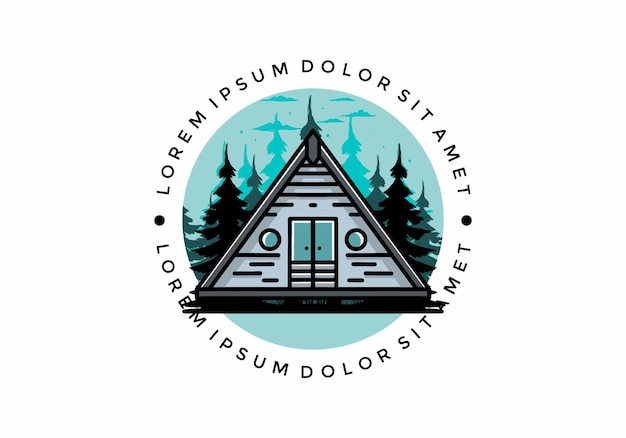 Triangle wood cabin illustration design