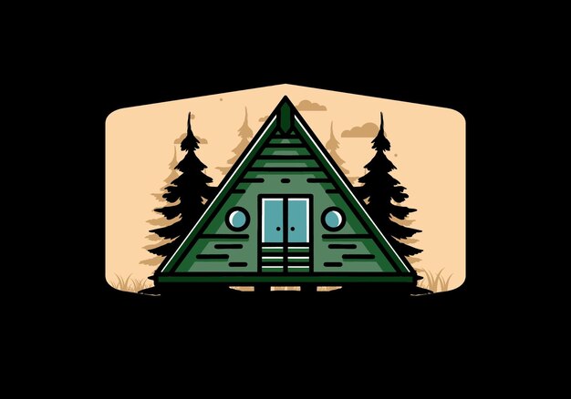 Triangle wood cabin illustration design