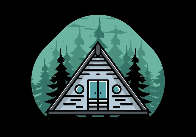 Triangle wood cabin illustration design