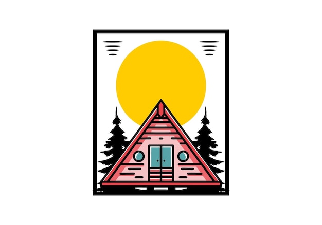 Triangle wood cabin illustration design