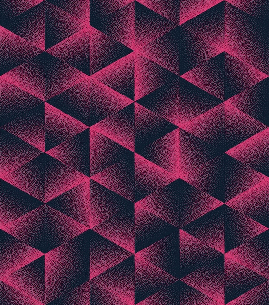 Triangles and Hexagons Seamless Pattern Trendy Vector Noir Purple Abstraction