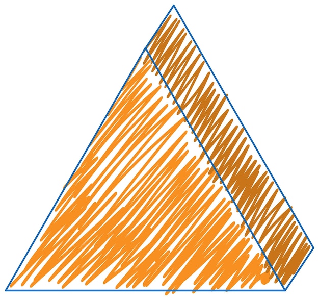 Triangular prism pencil colour sketch simple style