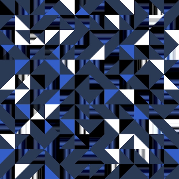 Triangular seamless pattern dark blue black and white