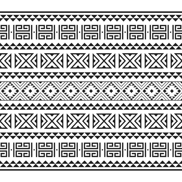 Tribal aztec ethnic geometric seamless pattern