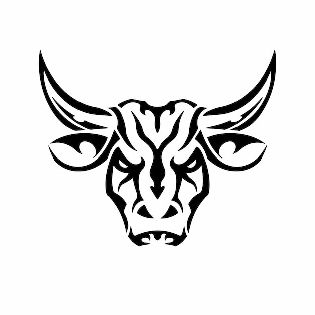 Tribal Bull Head Logo Tattoo Design Stencil Vector Illustration