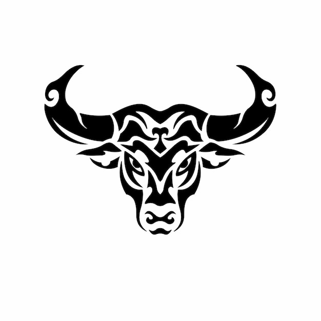 Tribal Bull Head Logo Tattoo Design Stencil Vector Illustration