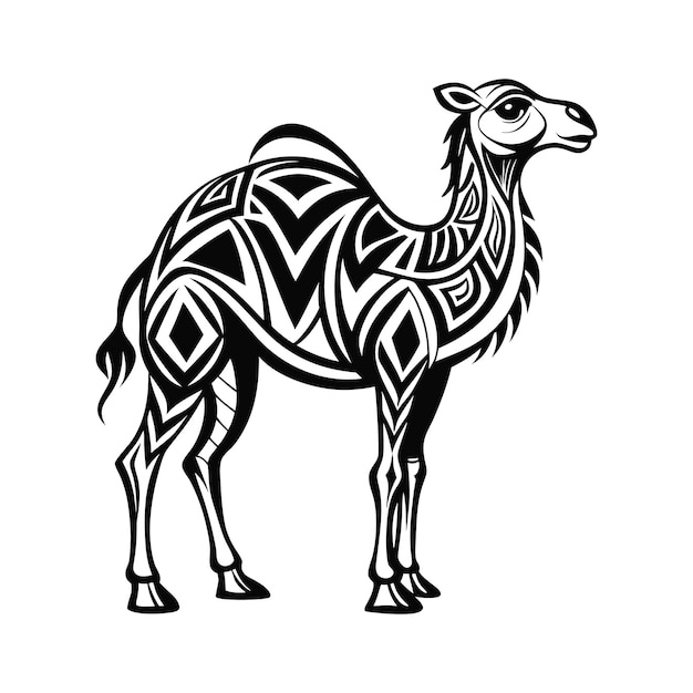 tribal camel abstract line art