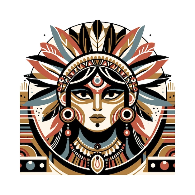 tribal chief flat vector design in art nouveau style