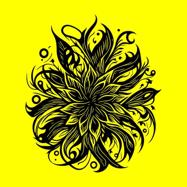 Tribal Flower Design Vector Gorgeous Detailed Flower Vector Illustration