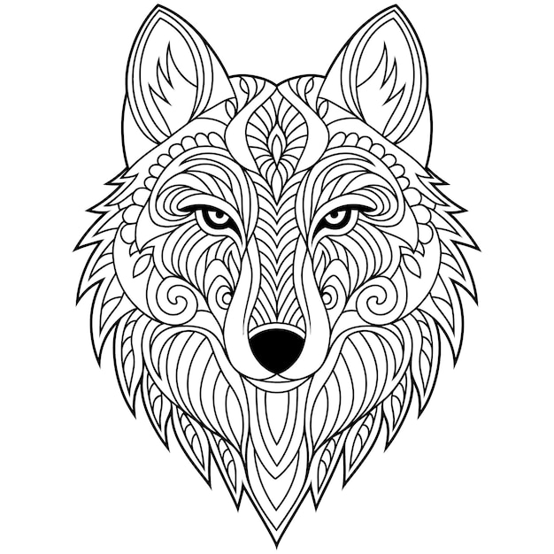 Vector tribal fox coloring design