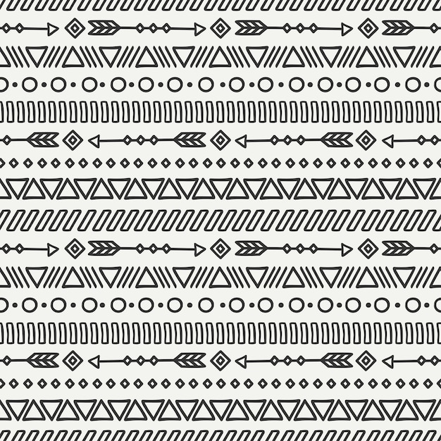 Vector tribal hand drawn line mexican ethnic seamless pattern