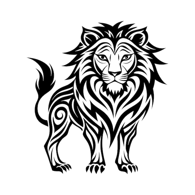 tribal Lion abstract line art abstract line art tail