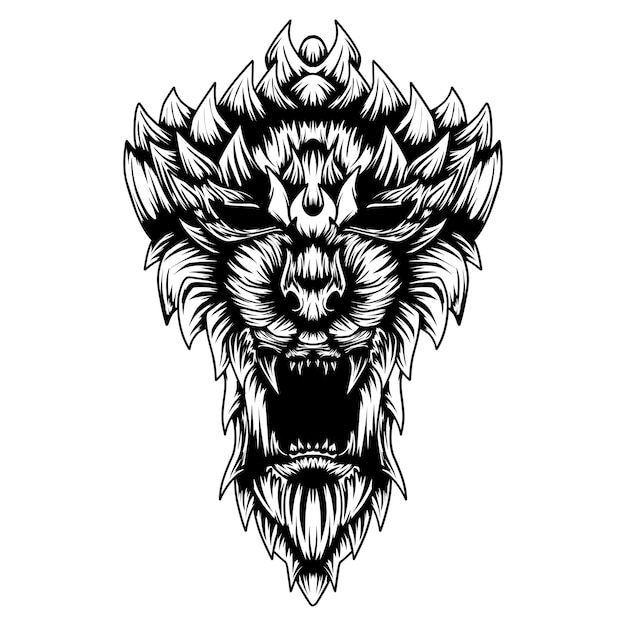 tribal lion head esport logo design