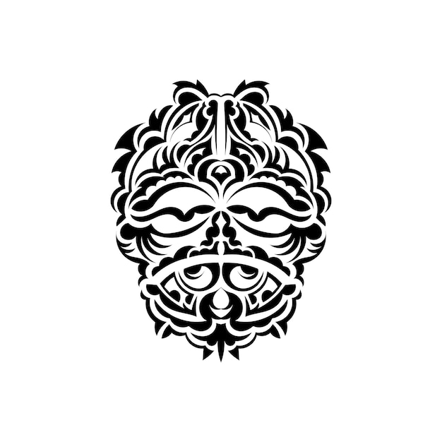 Tribal mask Traditional totem symbol Black tattoo in samoan style Black and white color flat style Vector illustration