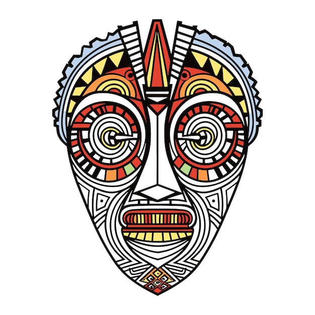 Tribal mask vector illustration on isolated background tribal masks for tshirt design sticker and wall art