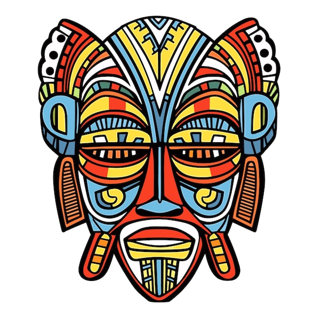 Tribal mask vector illustration on isolated background tribal masks for tshirt design sticker and wall art