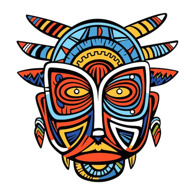 Tribal mask vector illustration on isolated background tribal masks for tshirt design sticker and wall art