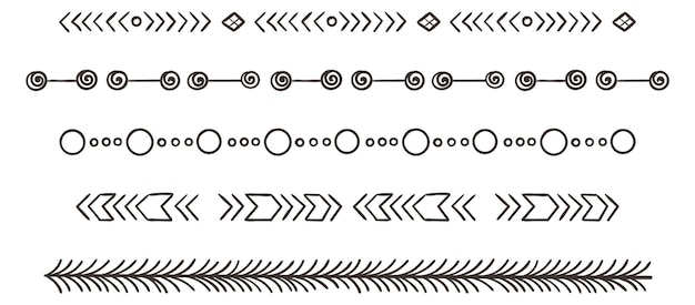 Tribal ornament Horizontal boho pattern Decorative doodle