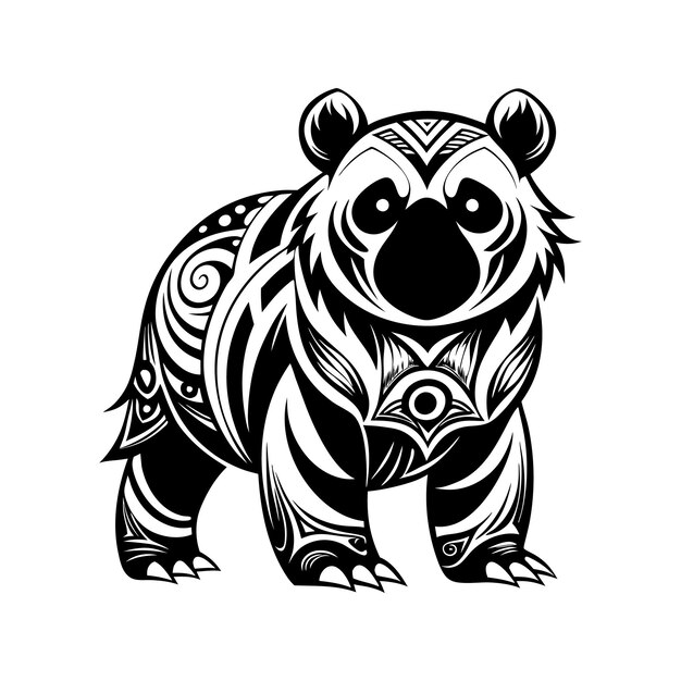 tribal panda abstract line art